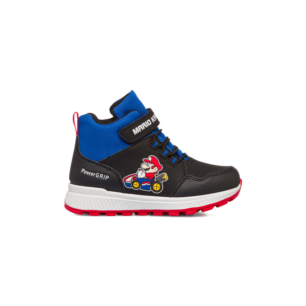 Sneakers alte nere e blu da bambino con stampa Mario Kart