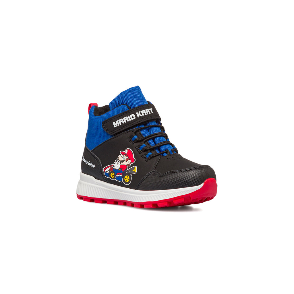 Sneakers alte nere e blu da bambino con stampa Mario Kart