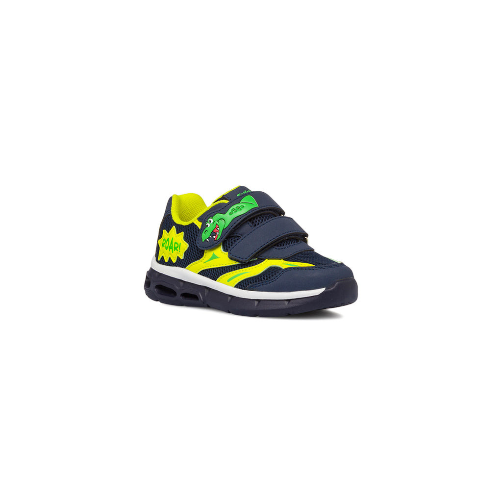 Sneakers blu e gialle da bambino con luci Chicco