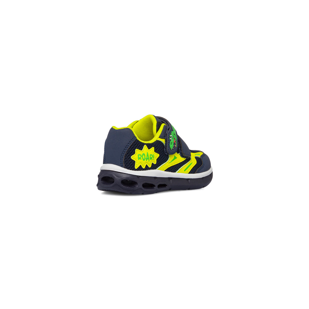 Sneakers blu e gialle da bambino con luci Chicco