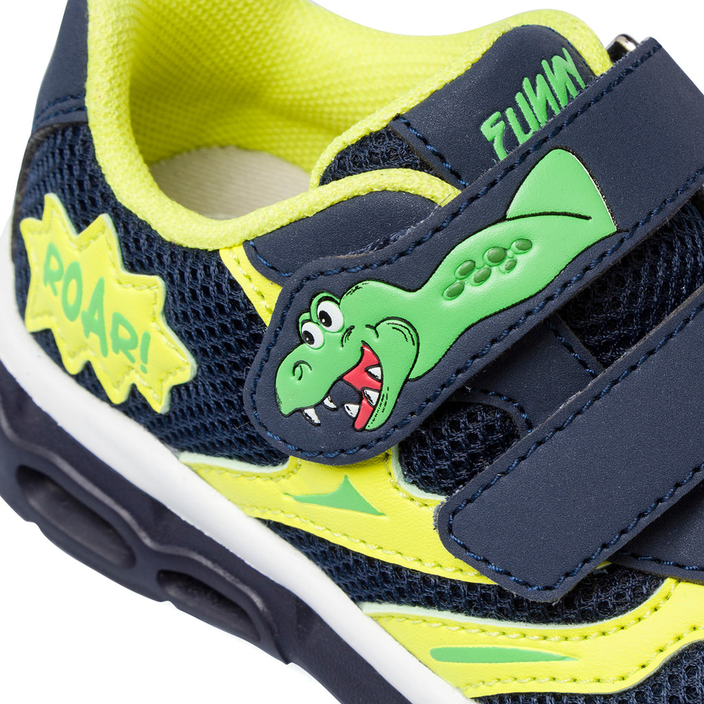 Sneakers blu e gialle da bambino con luci Chicco