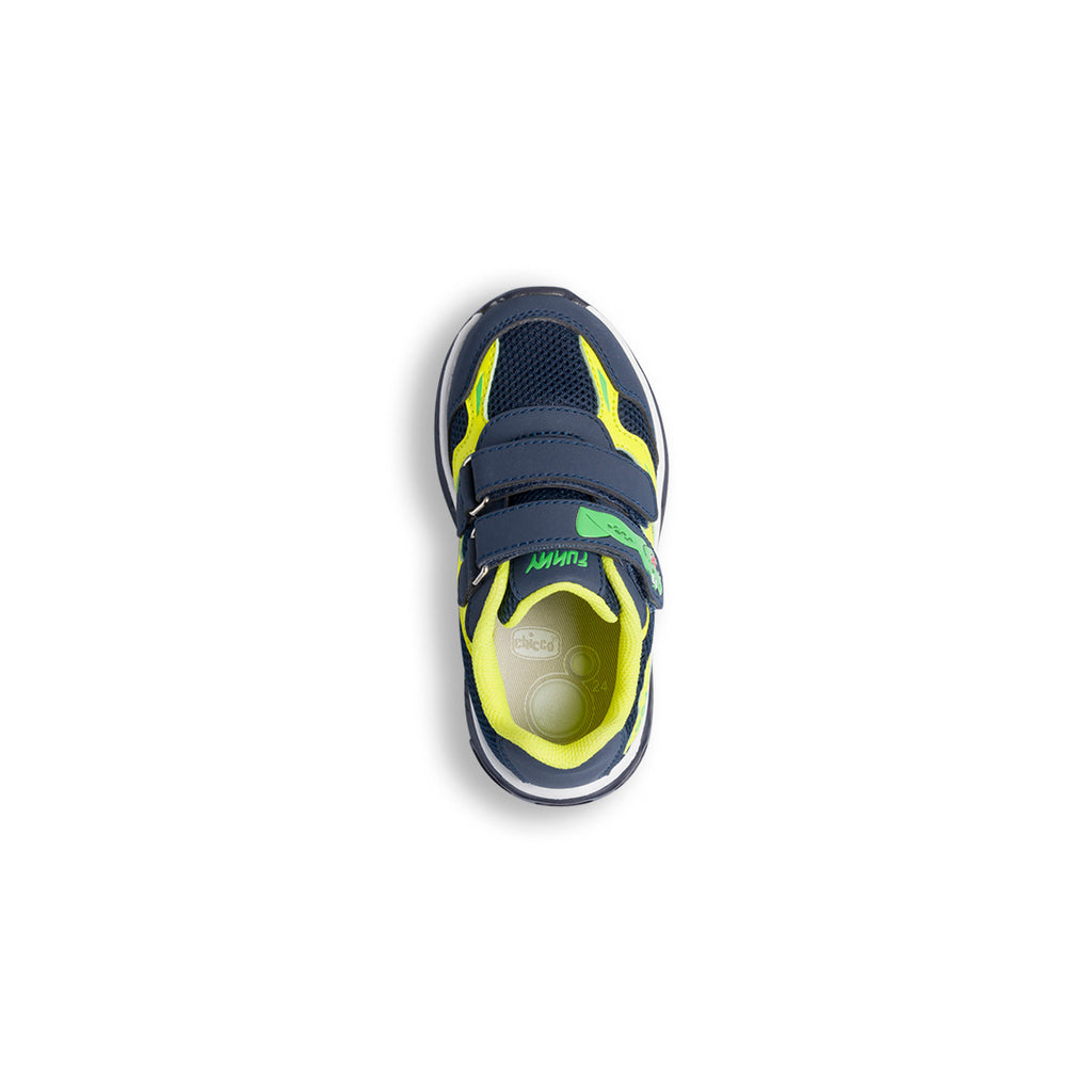 Sneakers blu e gialle da bambino con luci Chicco