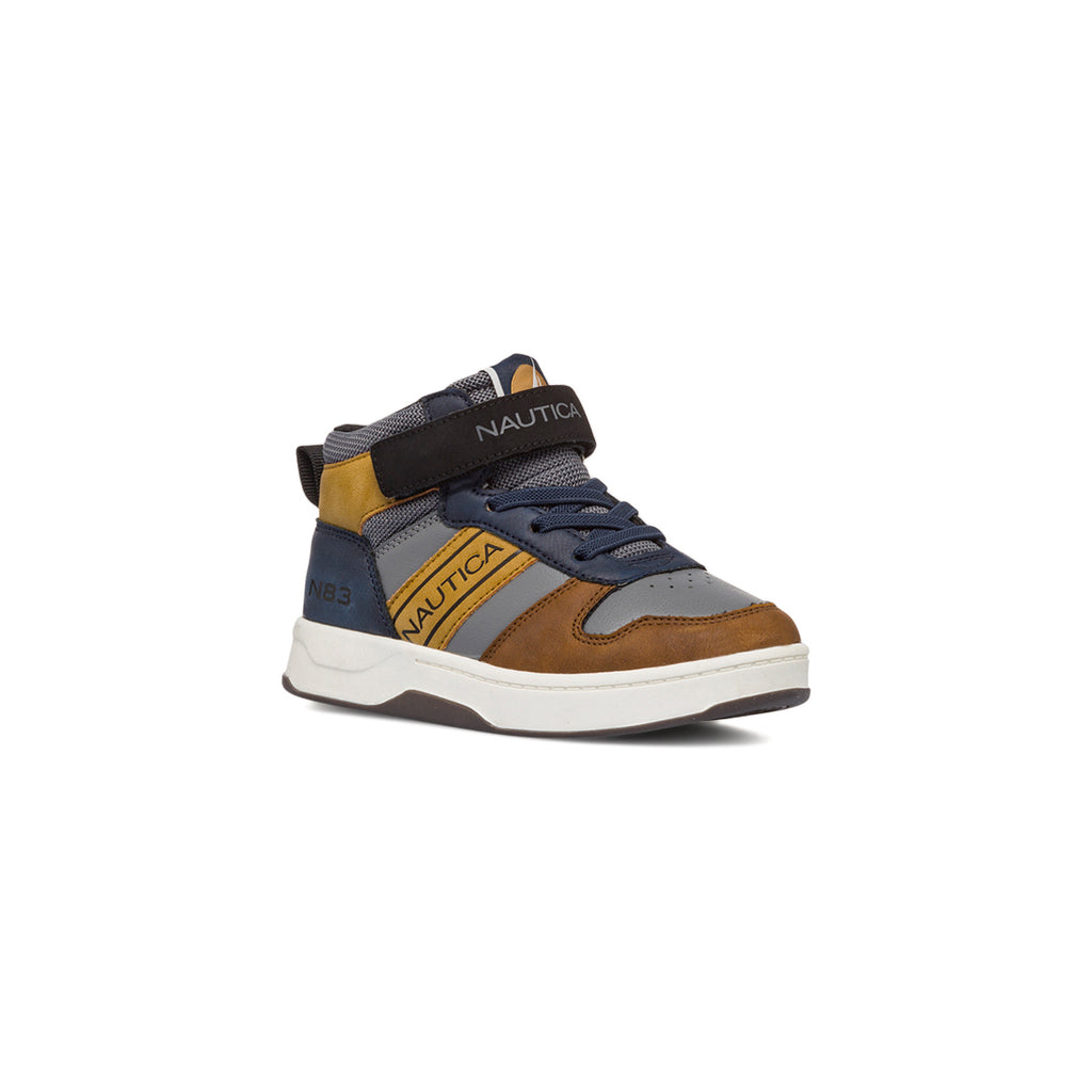 Sneakers da bambino grigie e blu con logo Nautica