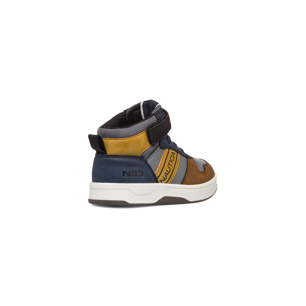 Sneakers da bambino grigie e blu con logo Nautica