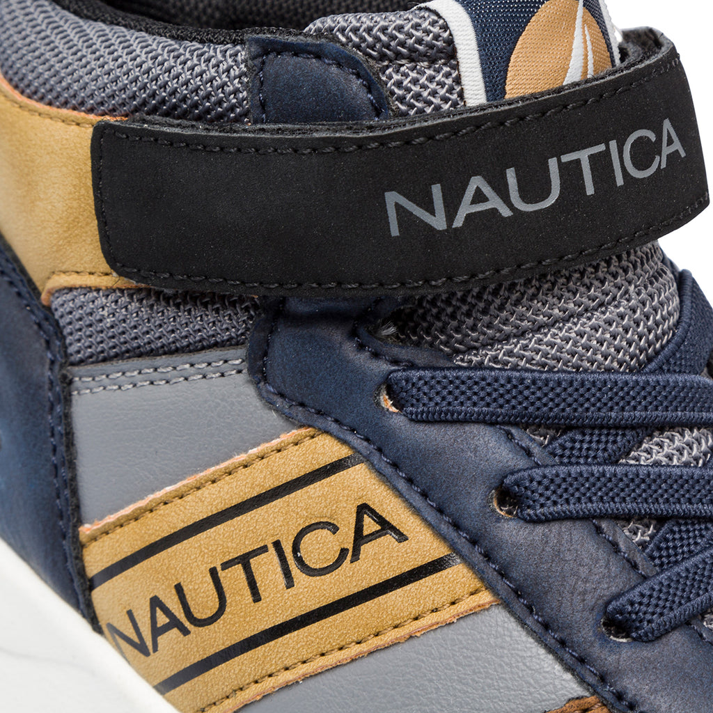Sneakers da bambino grigie e blu con logo Nautica