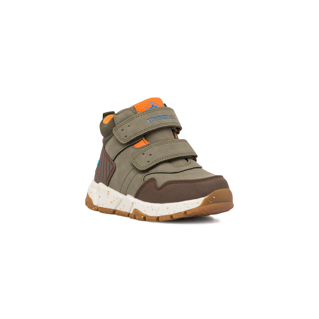 Sneakers da bambino verde militare con logo Lumberjack