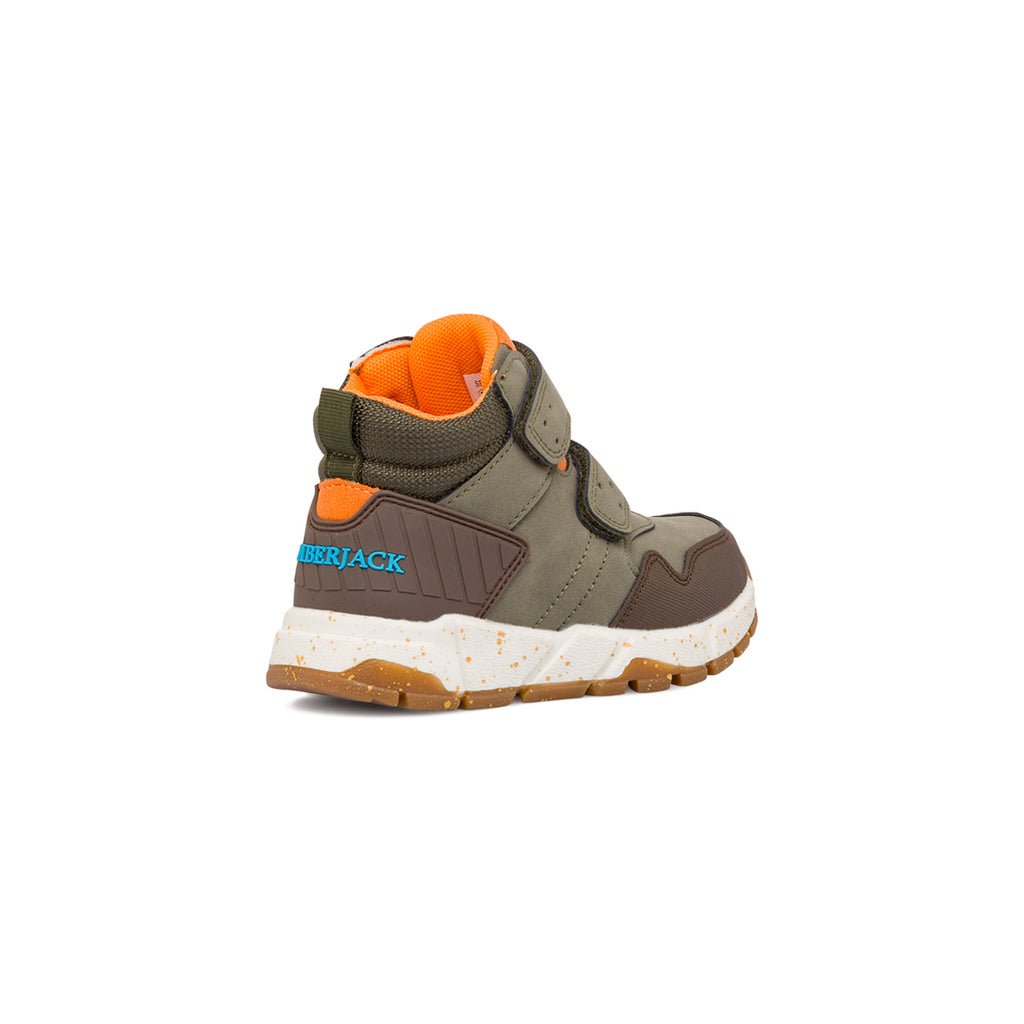 Sneakers da bambino verde militare con logo Lumberjack
