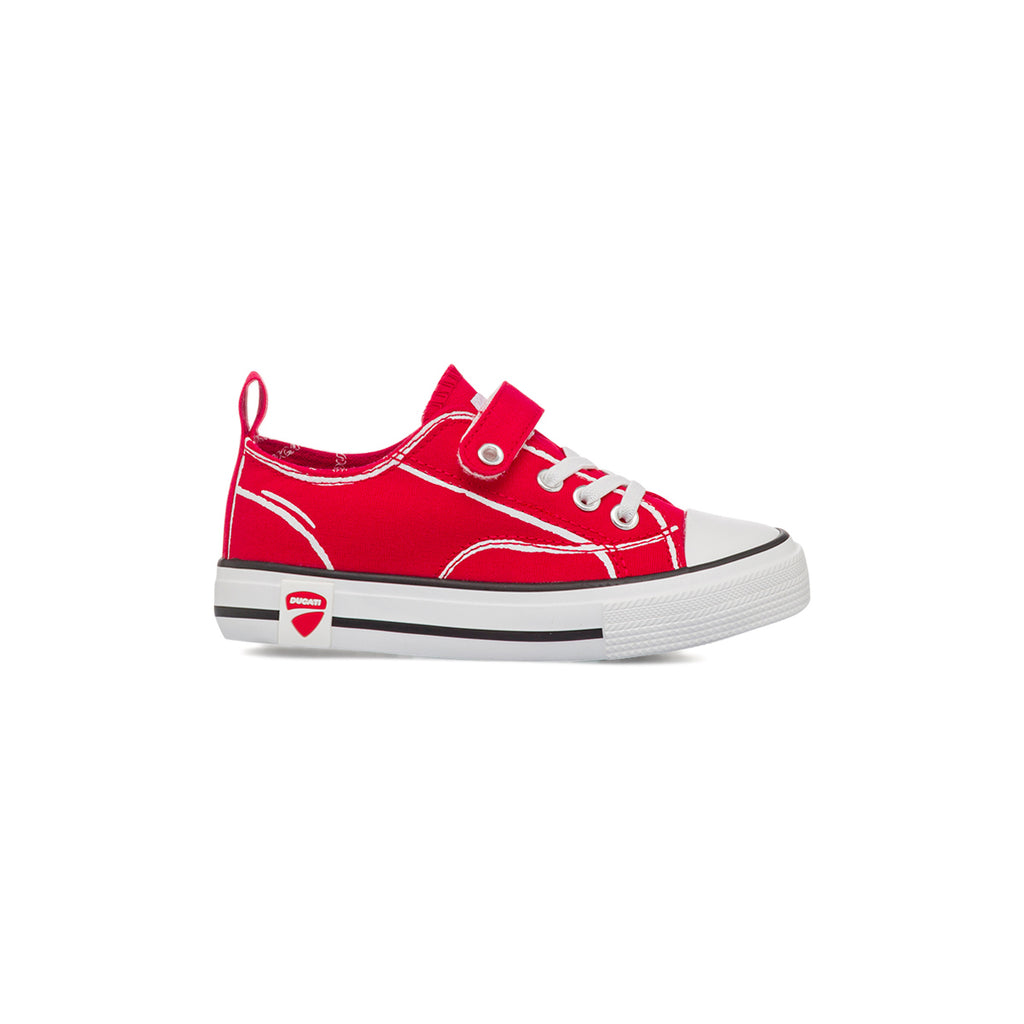 Sneakers rosse da Bambino Ducati con chiusura a strappo