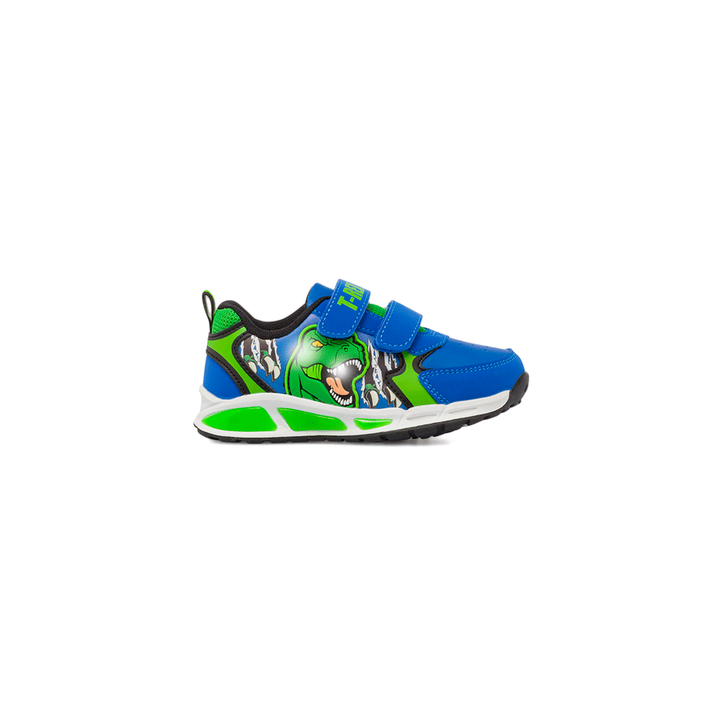 Sneakers blu da Bambino con Luci e stampa Dinosauri