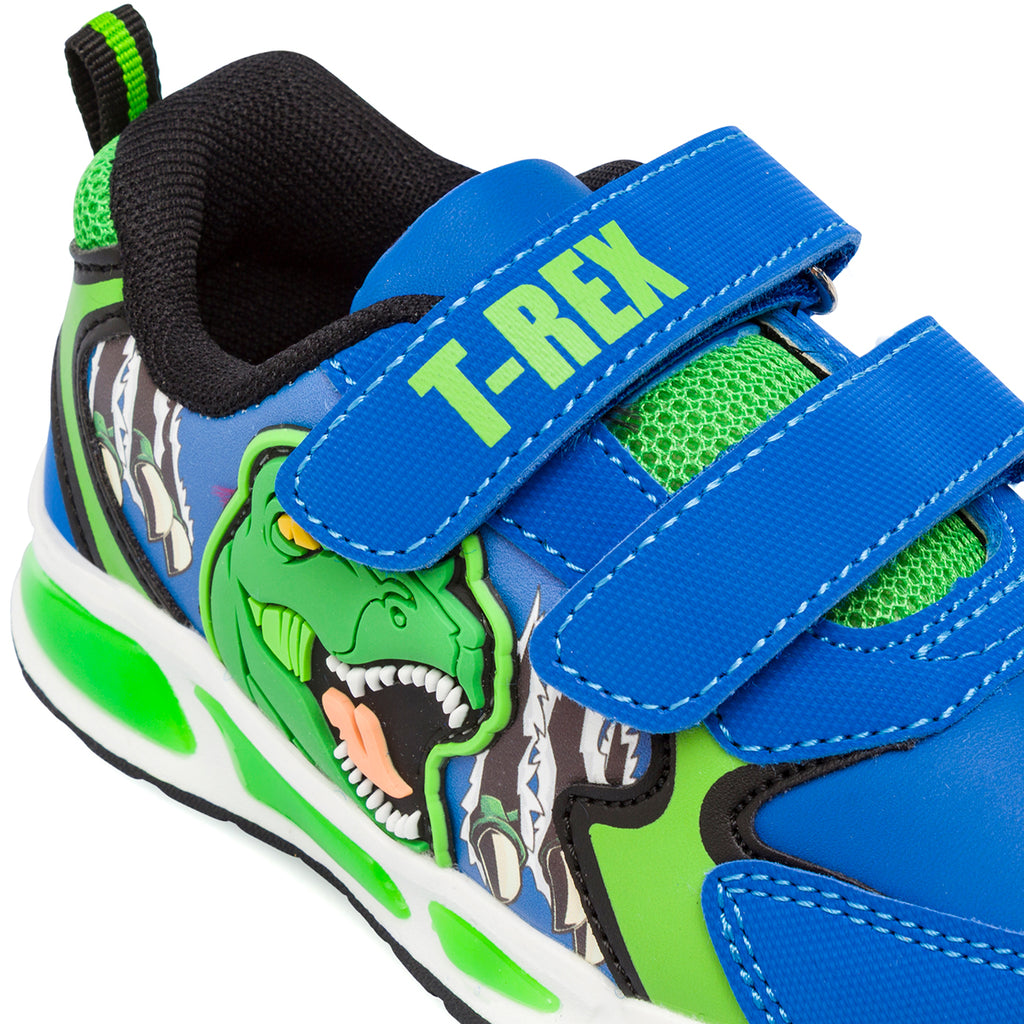 Sneakers blu da Bambino con Luci e stampa Dinosauri