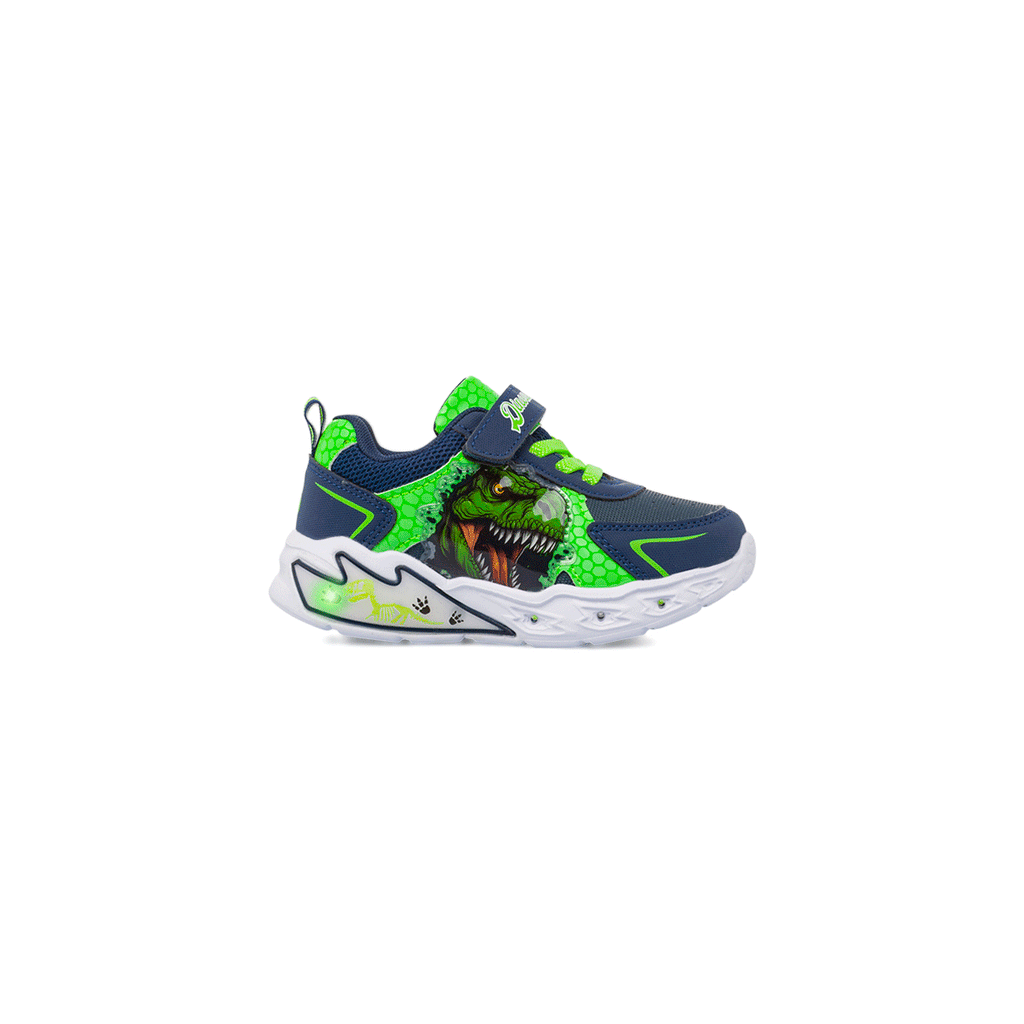 Sneakers blu e versi con Luci da Bambino Dinosauri