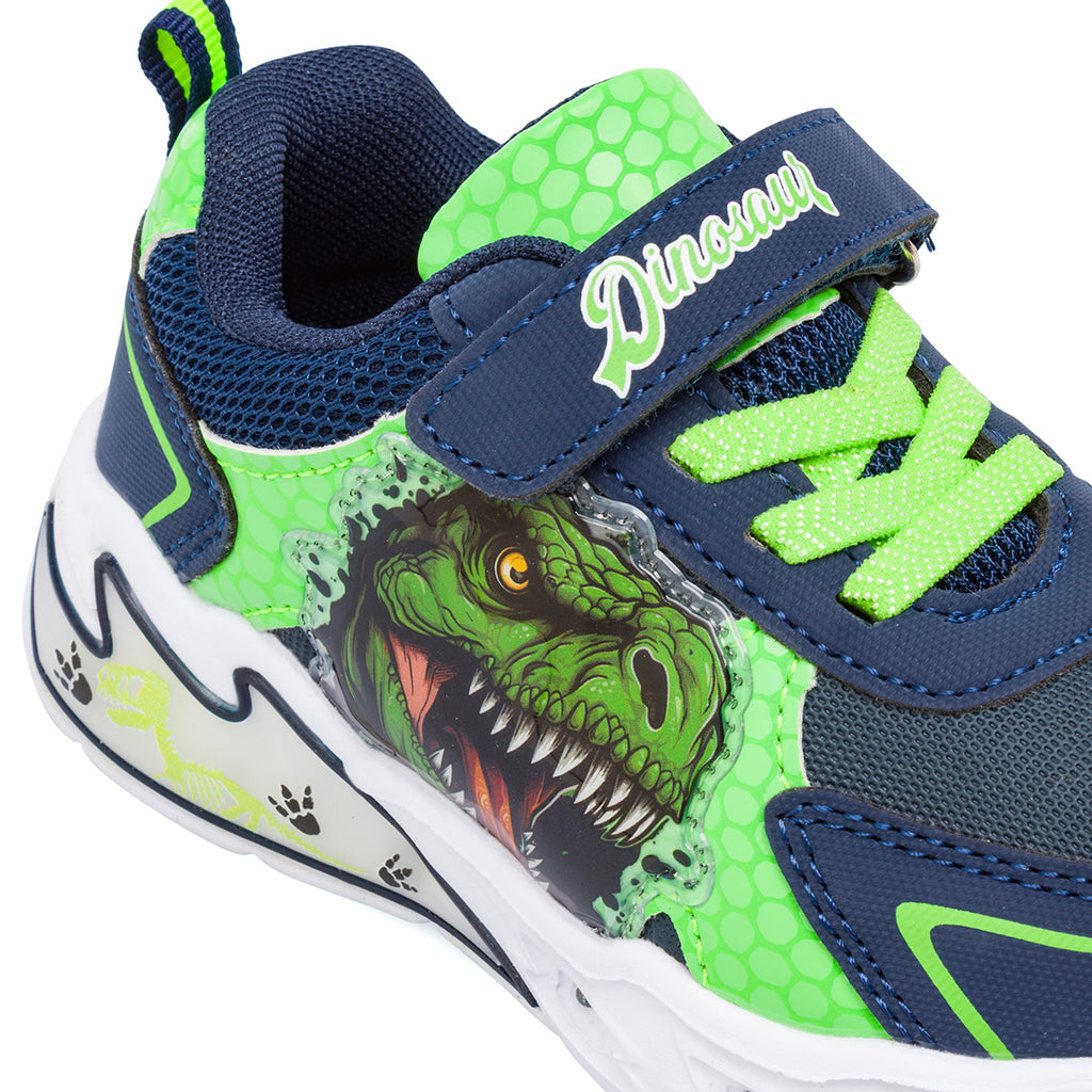 Sneakers blu e versi con Luci da Bambino Dinosauri