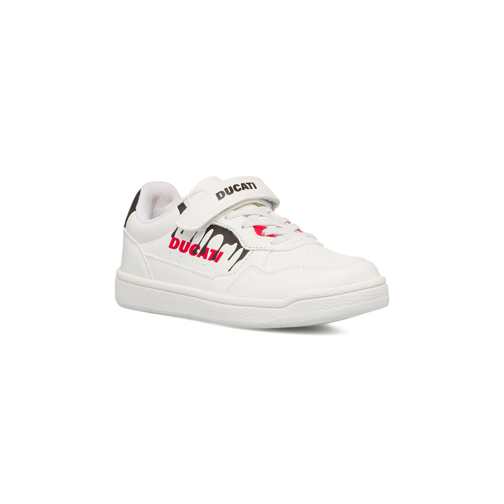 Sneakers bianche da ragazzo con logo laterale Ducati