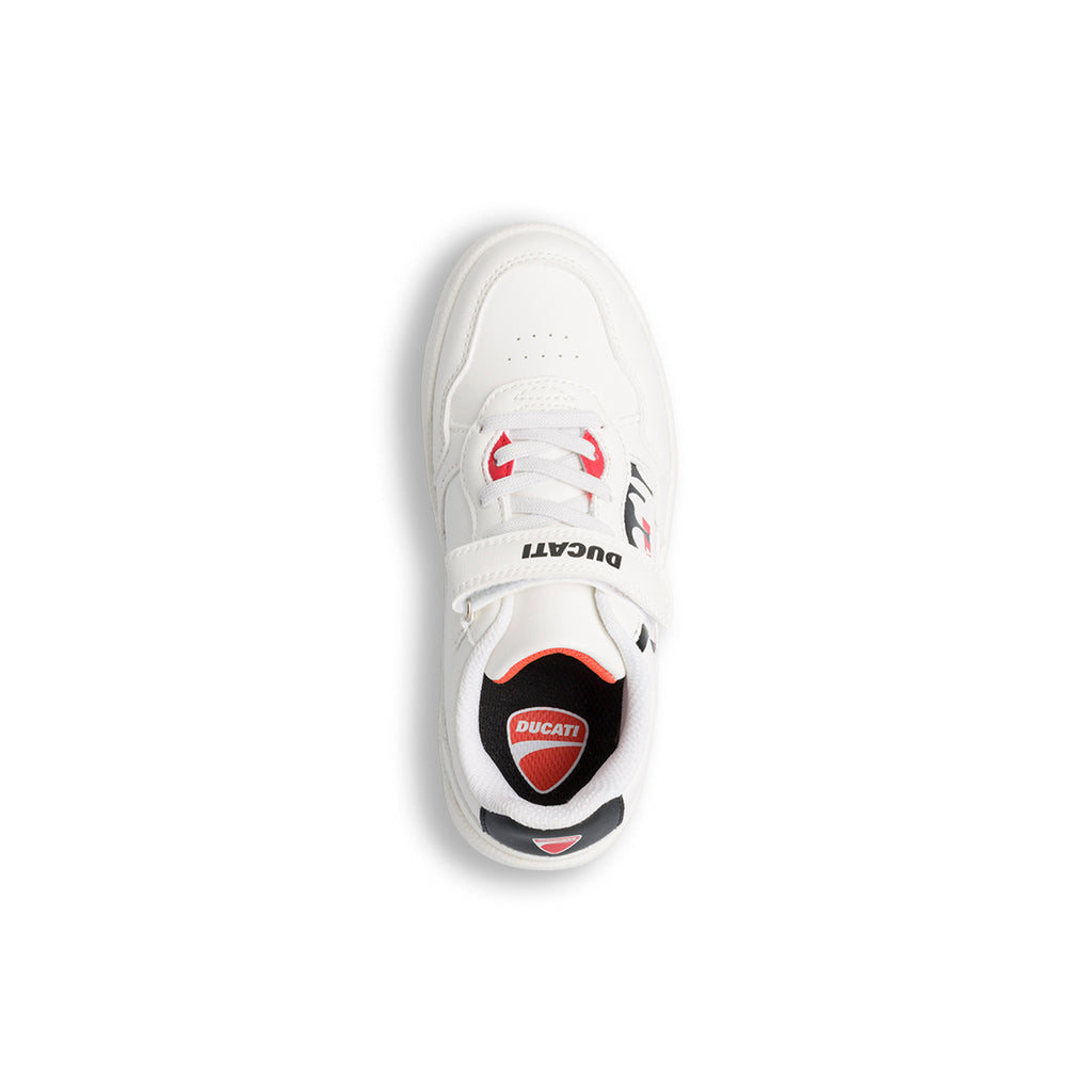 Sneakers bianche da ragazzo con logo laterale Ducati