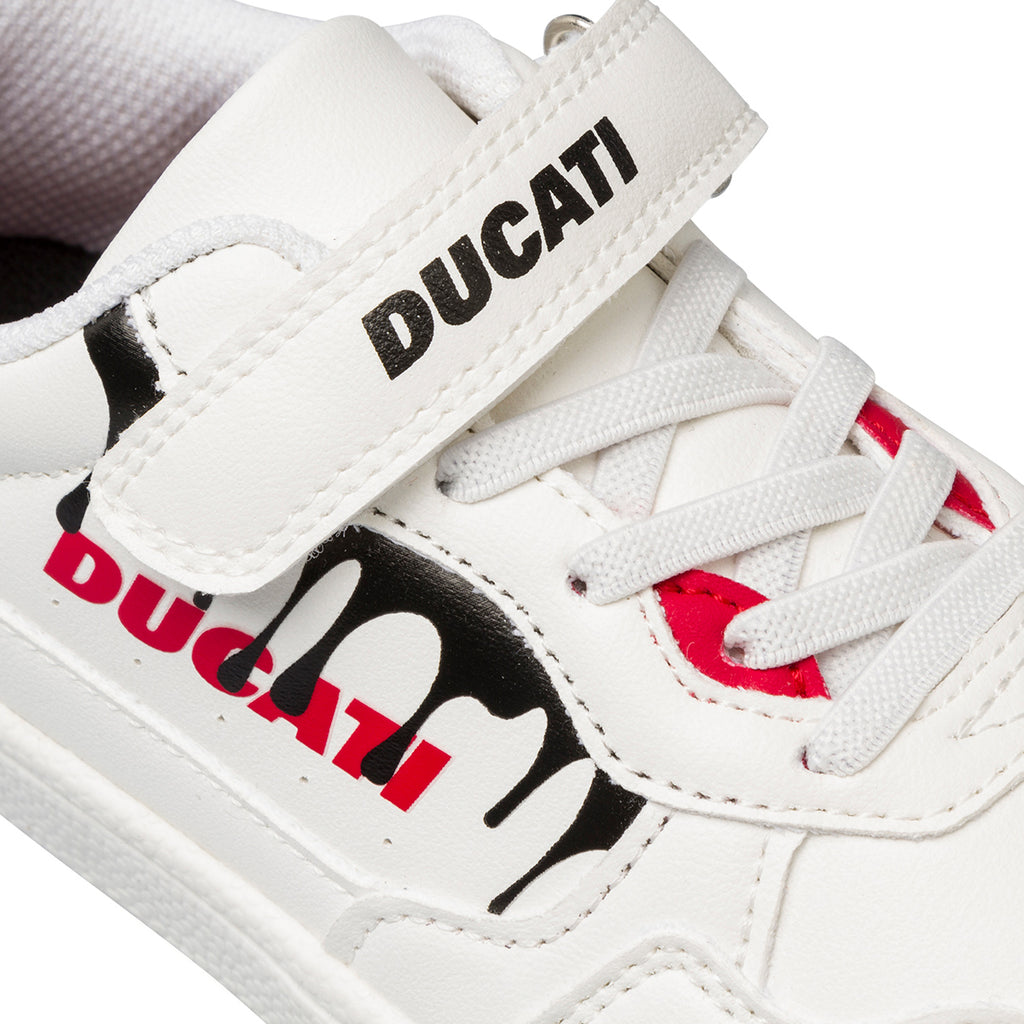 Sneakers bianche da ragazzo con logo laterale Ducati