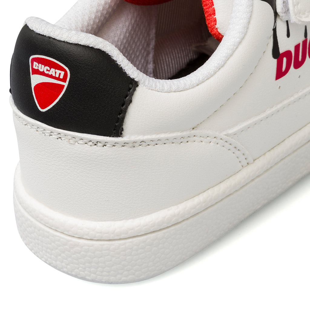 Sneakers bianche da ragazzo con logo laterale Ducati