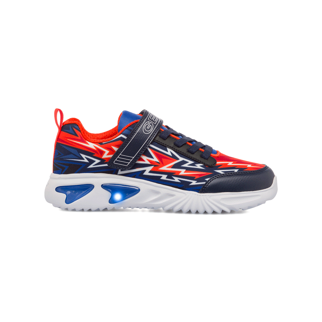 Sneakers traspiranti blu da ragazzo con luci nella suola Geox Assister