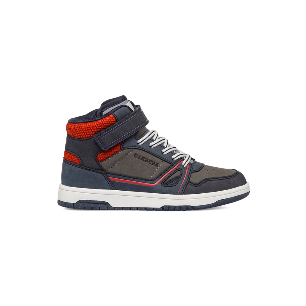 Sneakers alte da ragazzo grigie e blu con logo Carrera Jeans