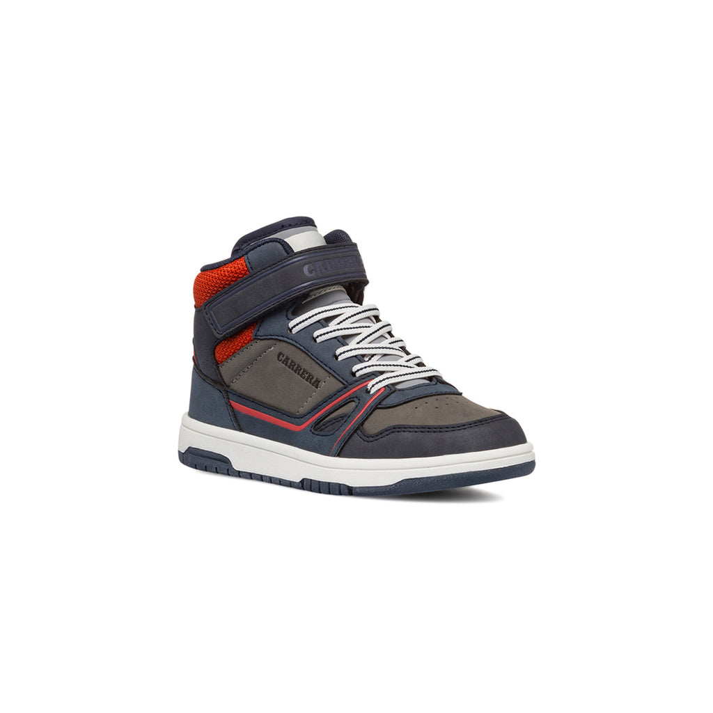 Sneakers alte da ragazzo grigie e blu con logo Carrera Jeans
