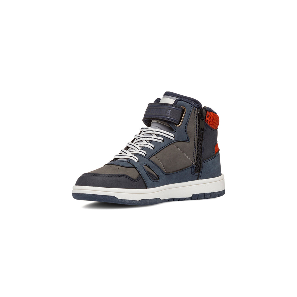 Sneakers alte da ragazzo grigie e blu con logo Carrera Jeans