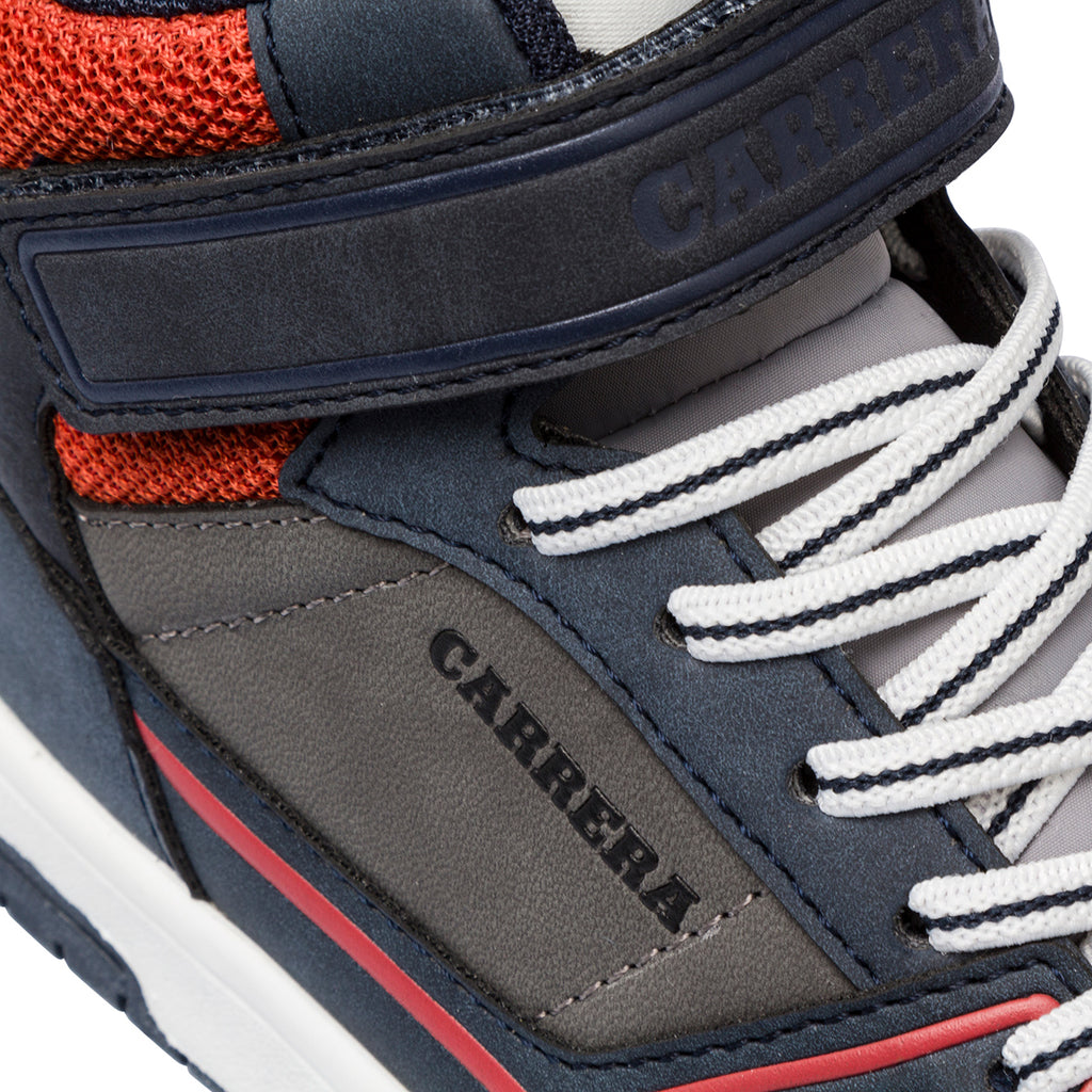 Sneakers alte da ragazzo grigie e blu con logo Carrera Jeans