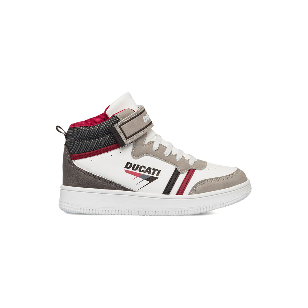 Sneakers alte da bambino bianche e beige Ducati