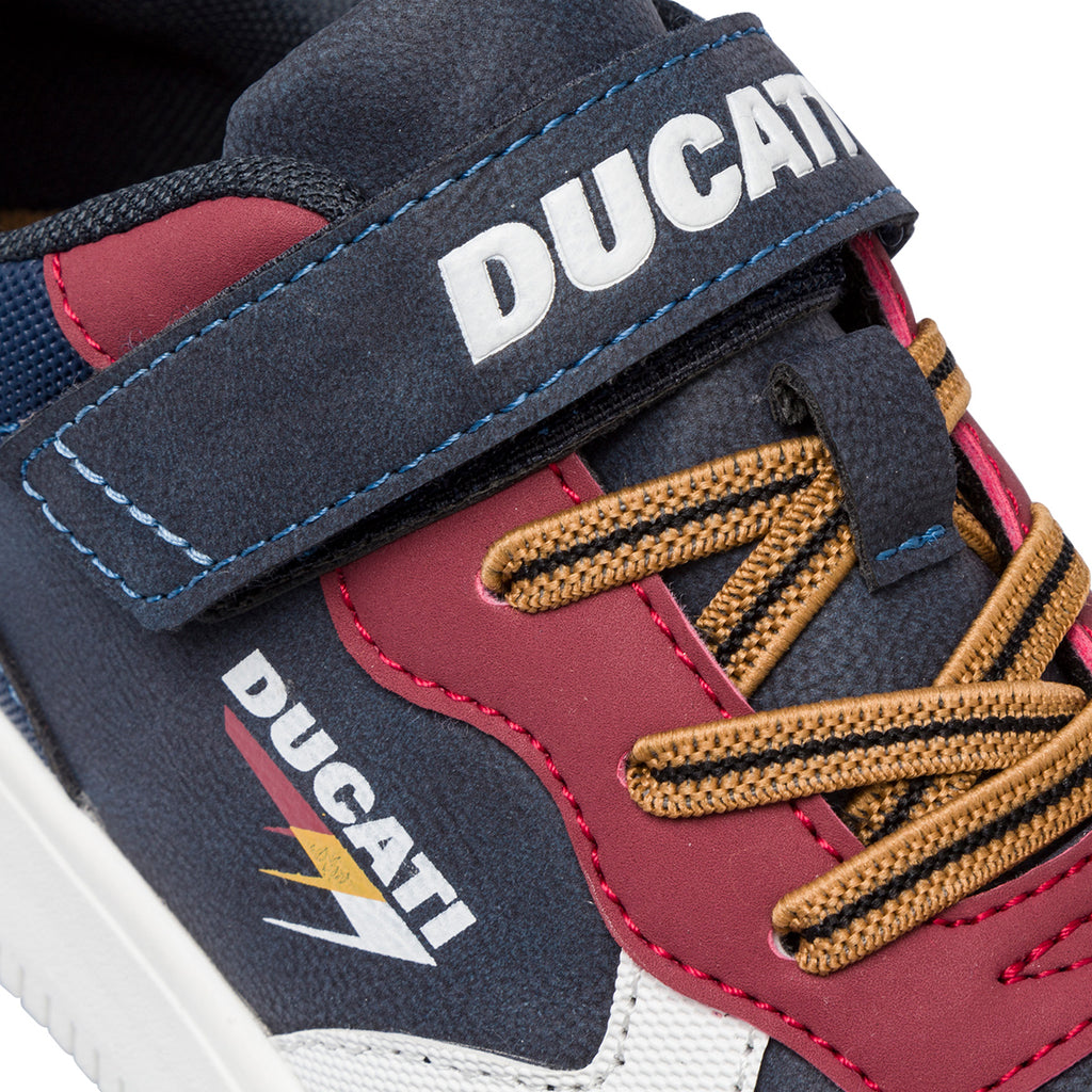 Sneakers da ragazzo blu navy con logo Ducati