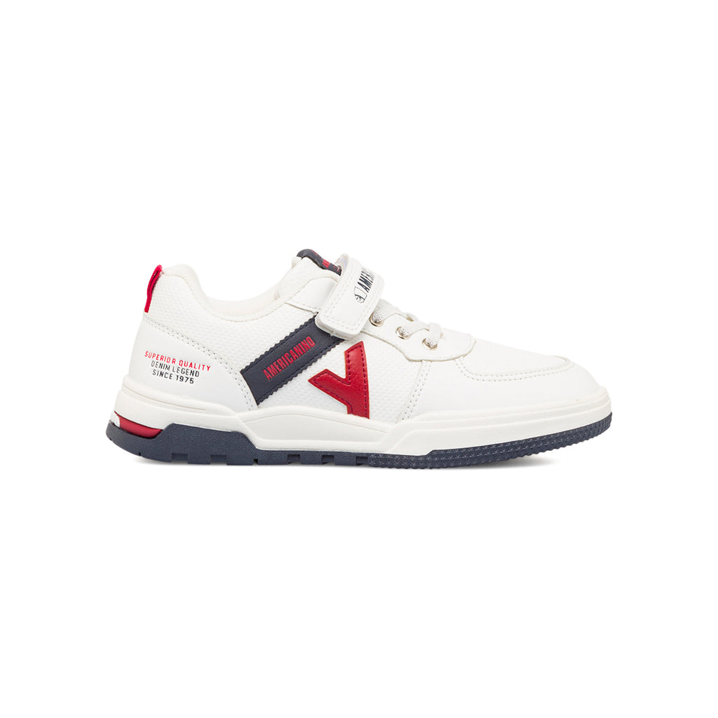 Sneakers da ragazzo bianche con dettagli blu e rossi Americanino