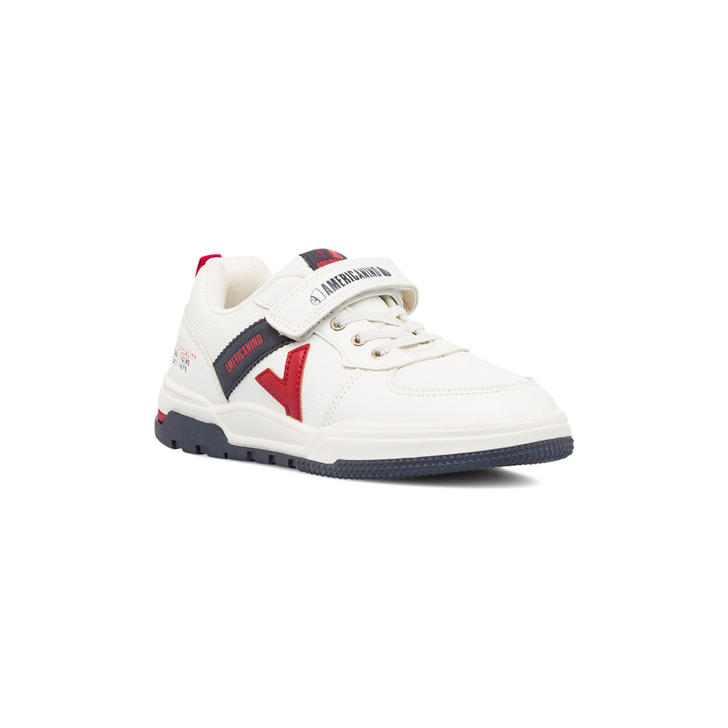 Sneakers da ragazzo bianche con dettagli blu e rossi Americanino