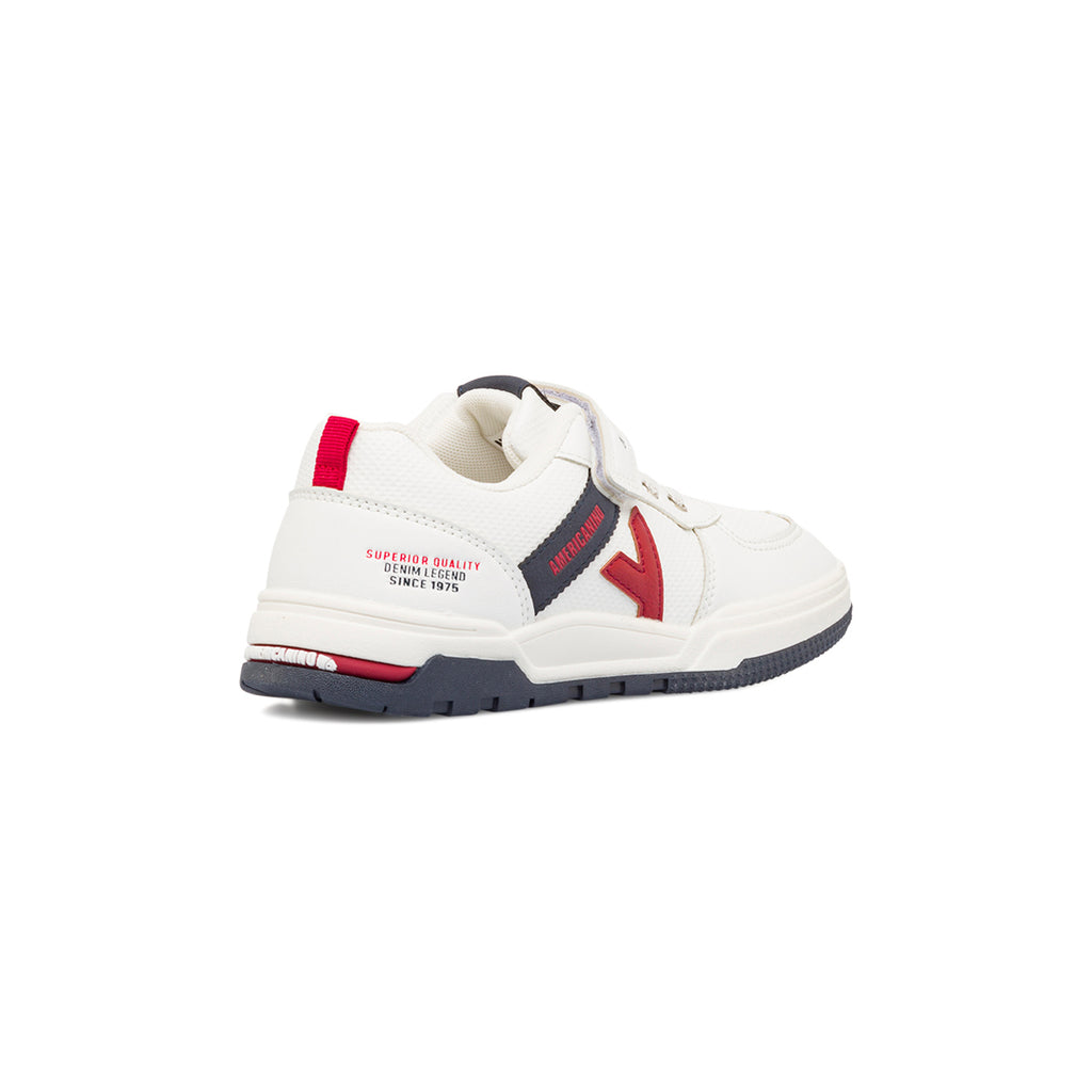 Sneakers da ragazzo bianche con dettagli blu e rossi Americanino