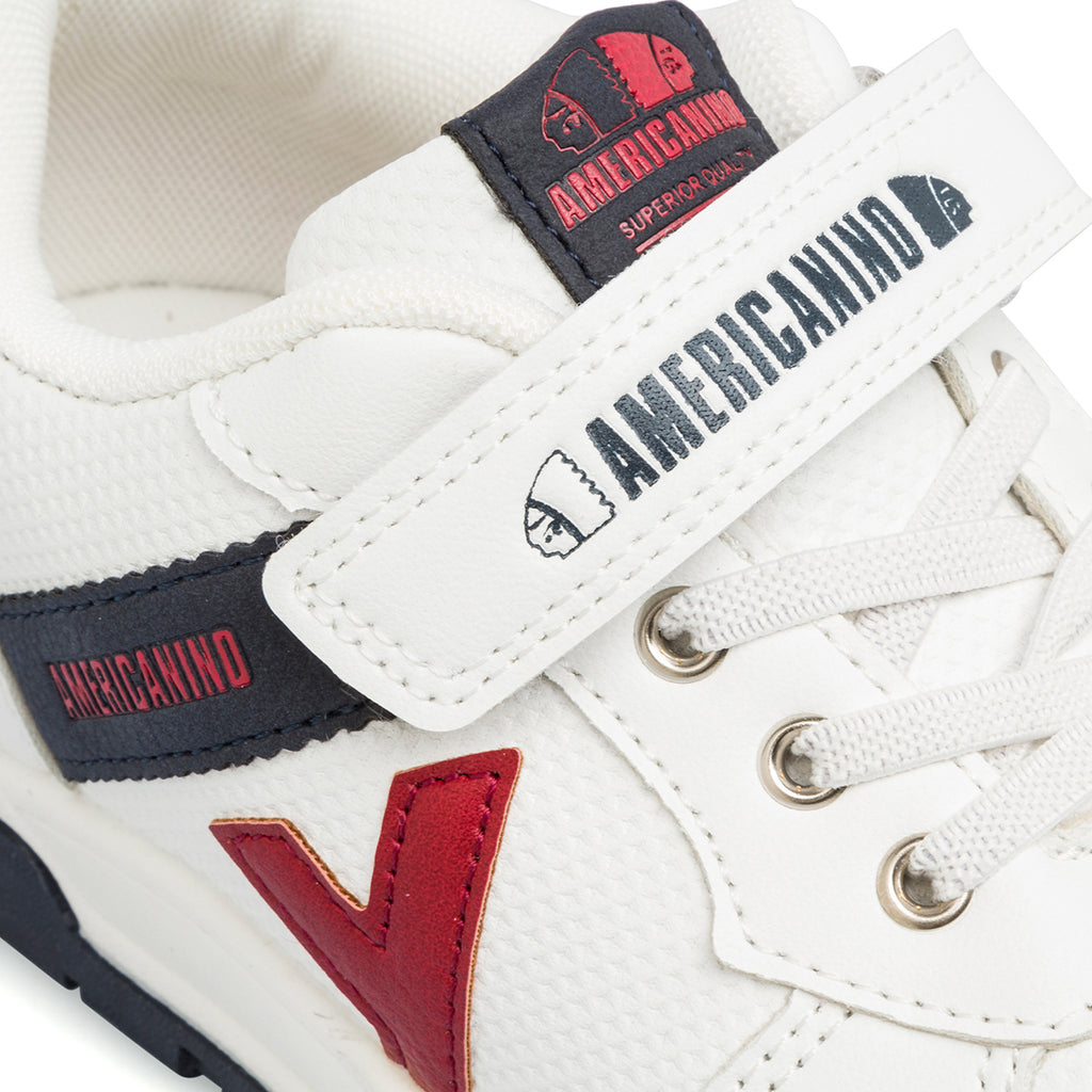 Sneakers da ragazzo bianche con dettagli blu e rossi Americanino