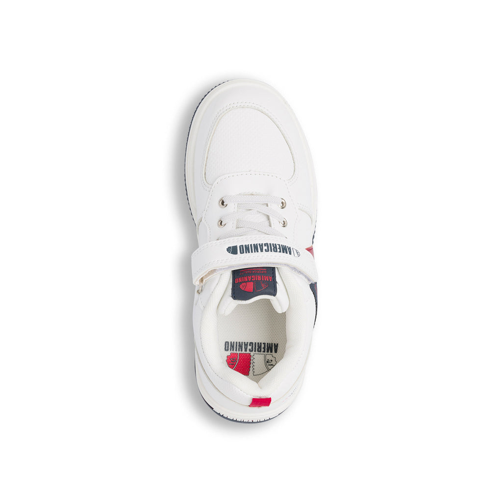 Sneakers da ragazzo bianche con dettagli blu e rossi Americanino