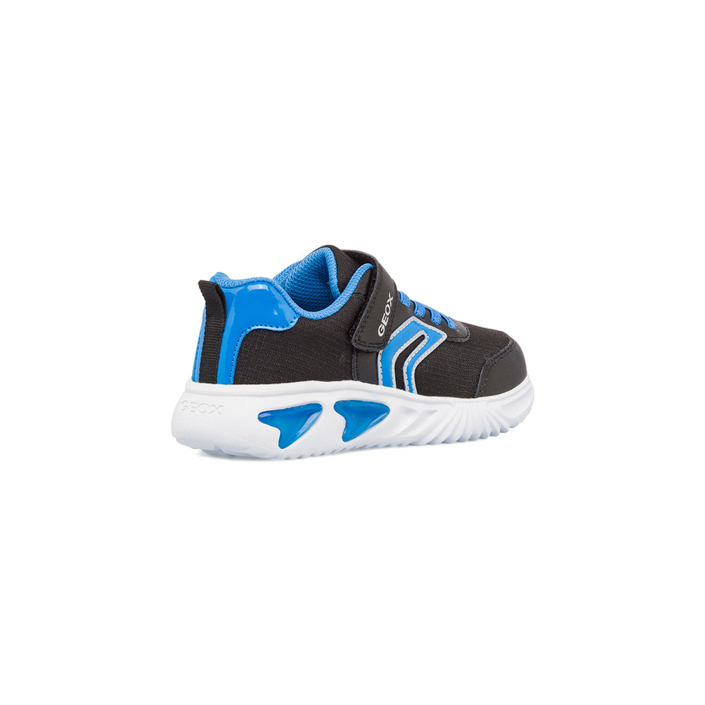 Sneakers traspiranti da bambino Geox nere e blu con luci nella suola