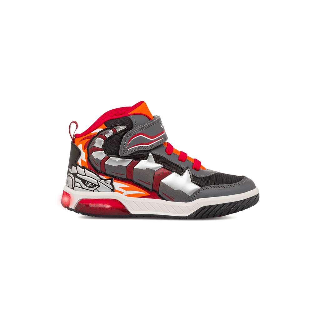 Sneakers alte traspiranti da ragazzo con luci multicolore Geox