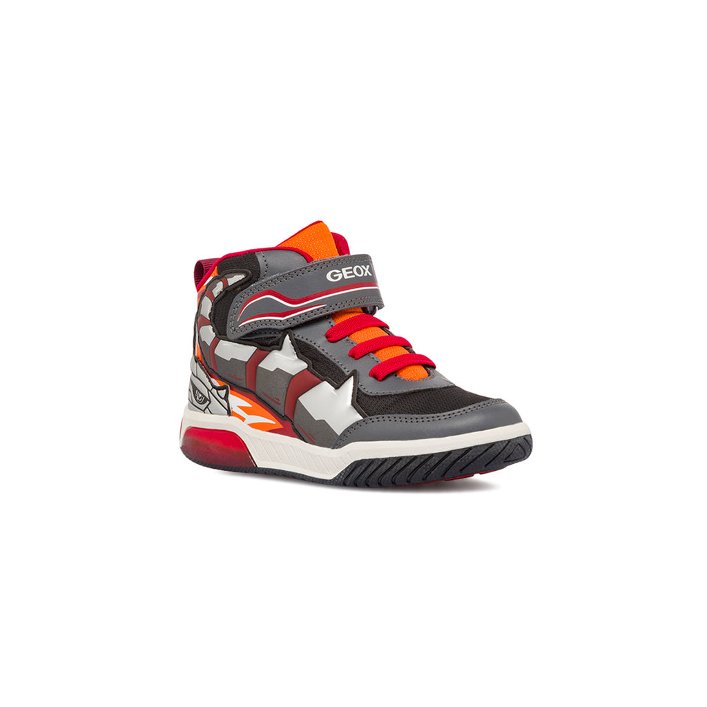 Sneakers alte traspiranti da ragazzo con luci multicolore Geox
