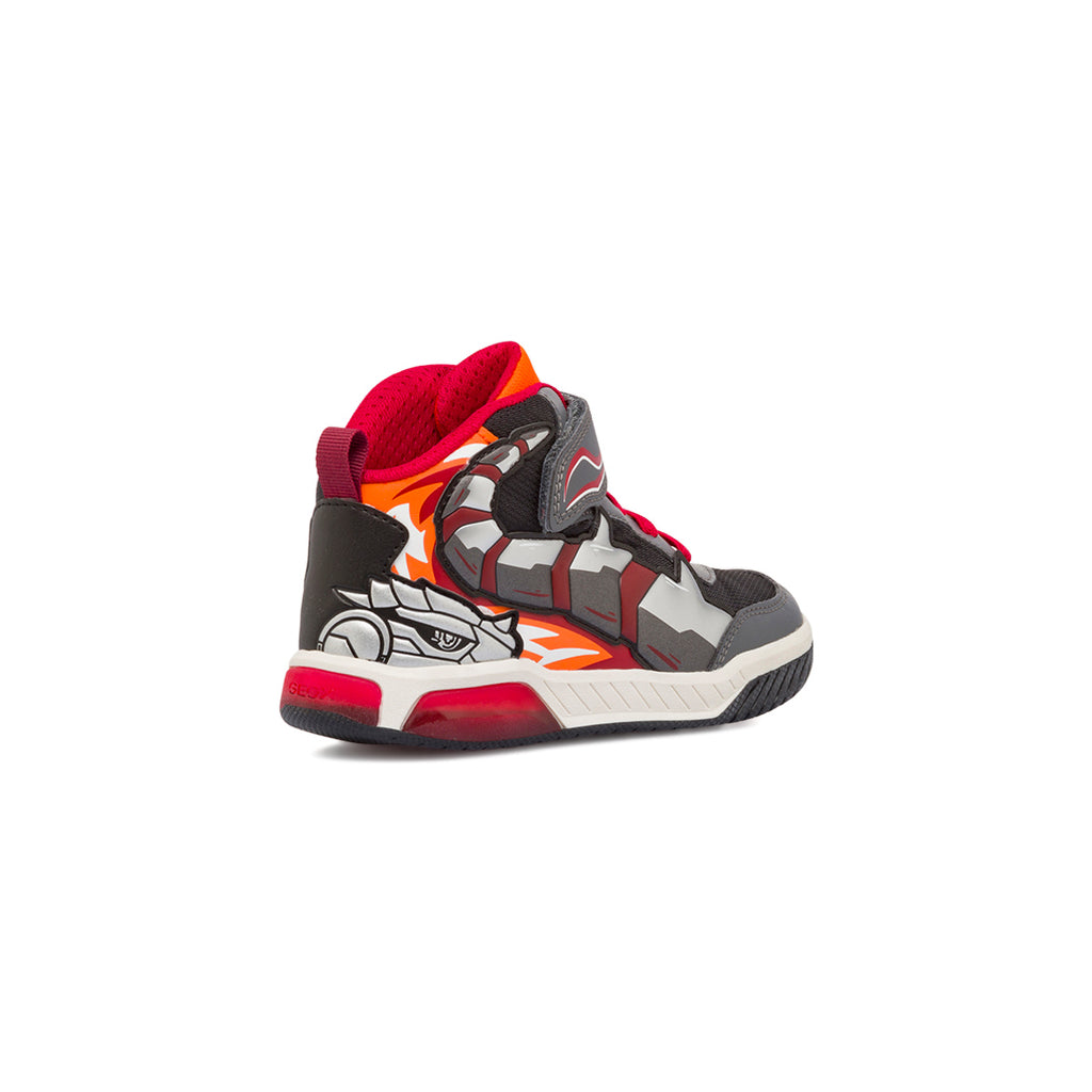 Sneakers alte traspiranti da ragazzo con luci multicolore Geox
