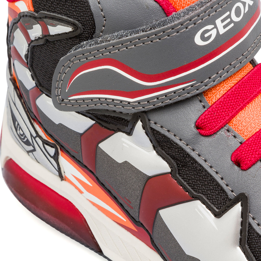 Sneakers alte traspiranti da ragazzo con luci multicolore Geox