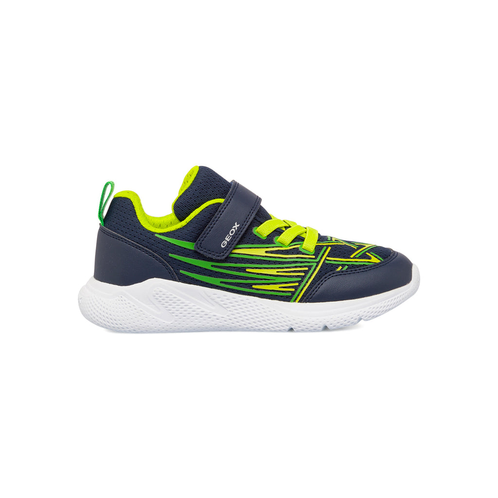 Sneakers traspiranti da ragazzo blu e giallo fluo Geox