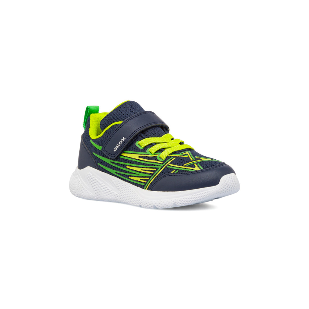 Sneakers traspiranti da ragazzo blu e giallo fluo Geox