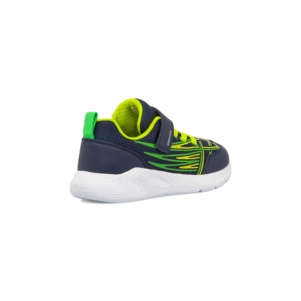 Sneakers traspiranti da ragazzo blu e giallo fluo Geox