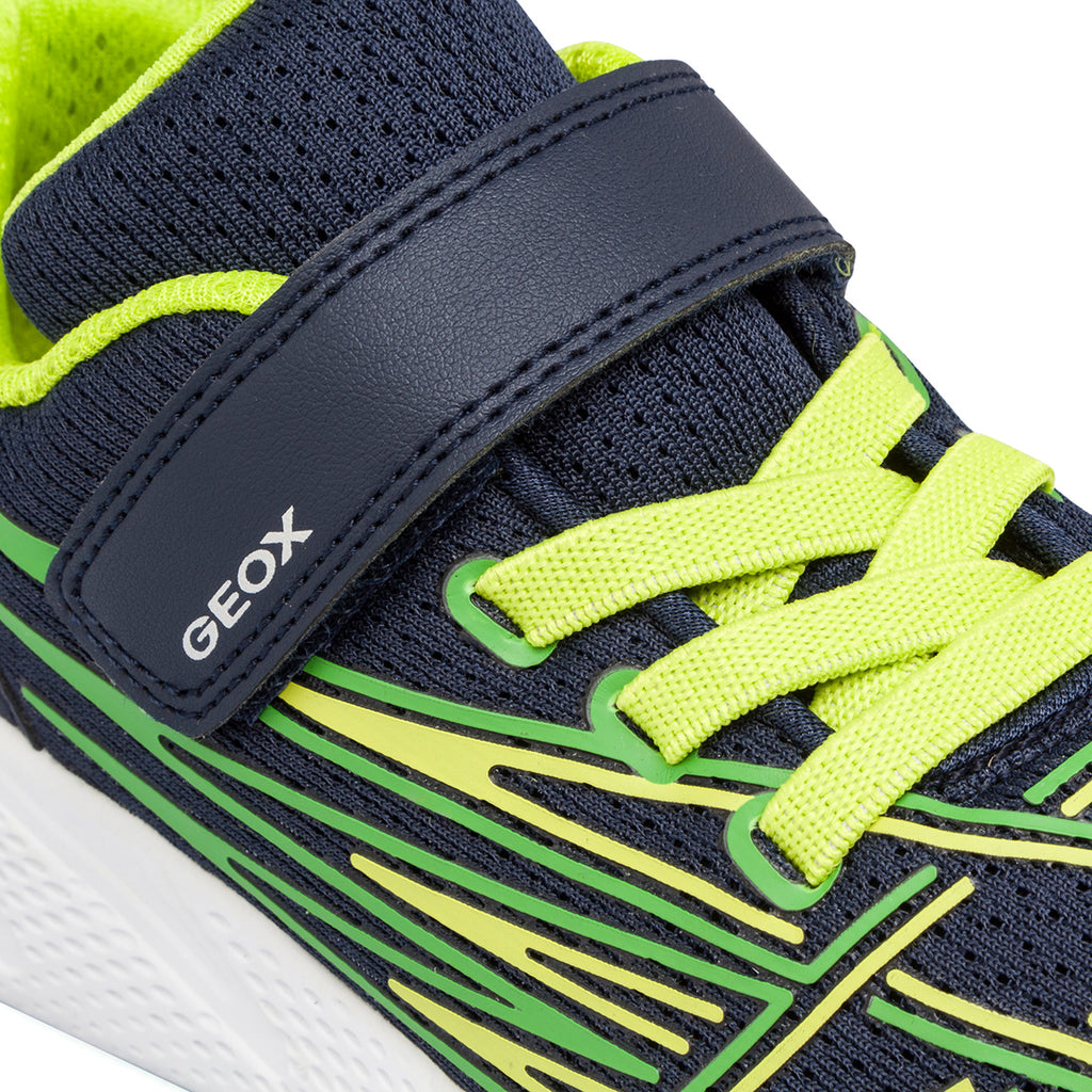 Sneakers traspiranti da ragazzo blu e giallo fluo Geox