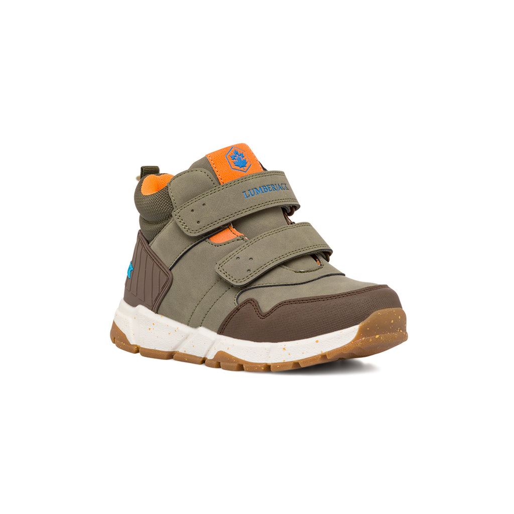 Sneakers da ragazzo verde militare con logo Lumberjack