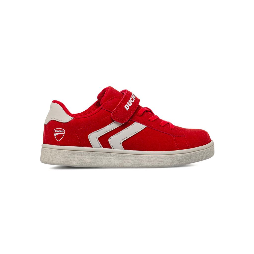Sneakers rosse da Bambino con chiusura a strappo Ducati
