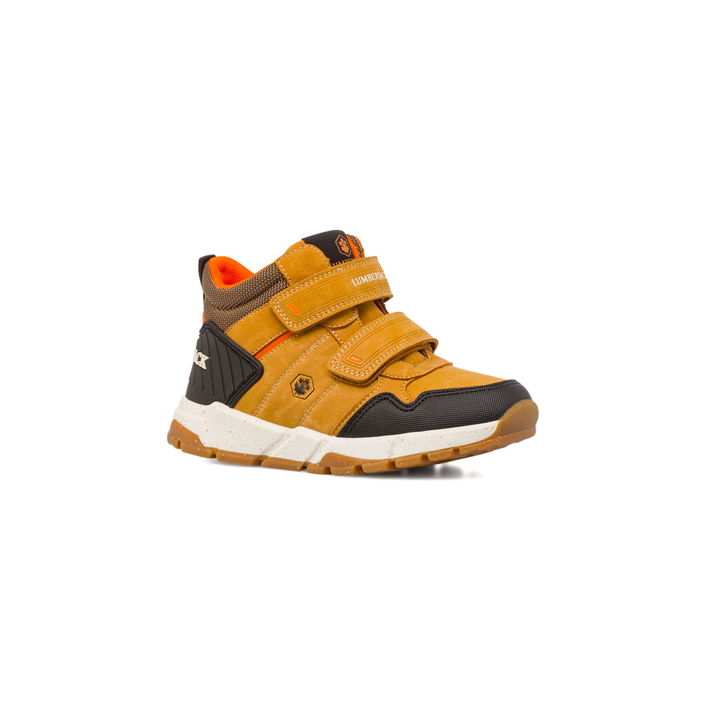 Sneakers alte ocra da Bambino Lumberjack con chiusura a strappo