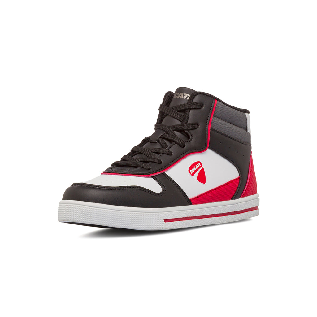 Sneakers alte bicolore nere da Bambino con logo laterale Ducati