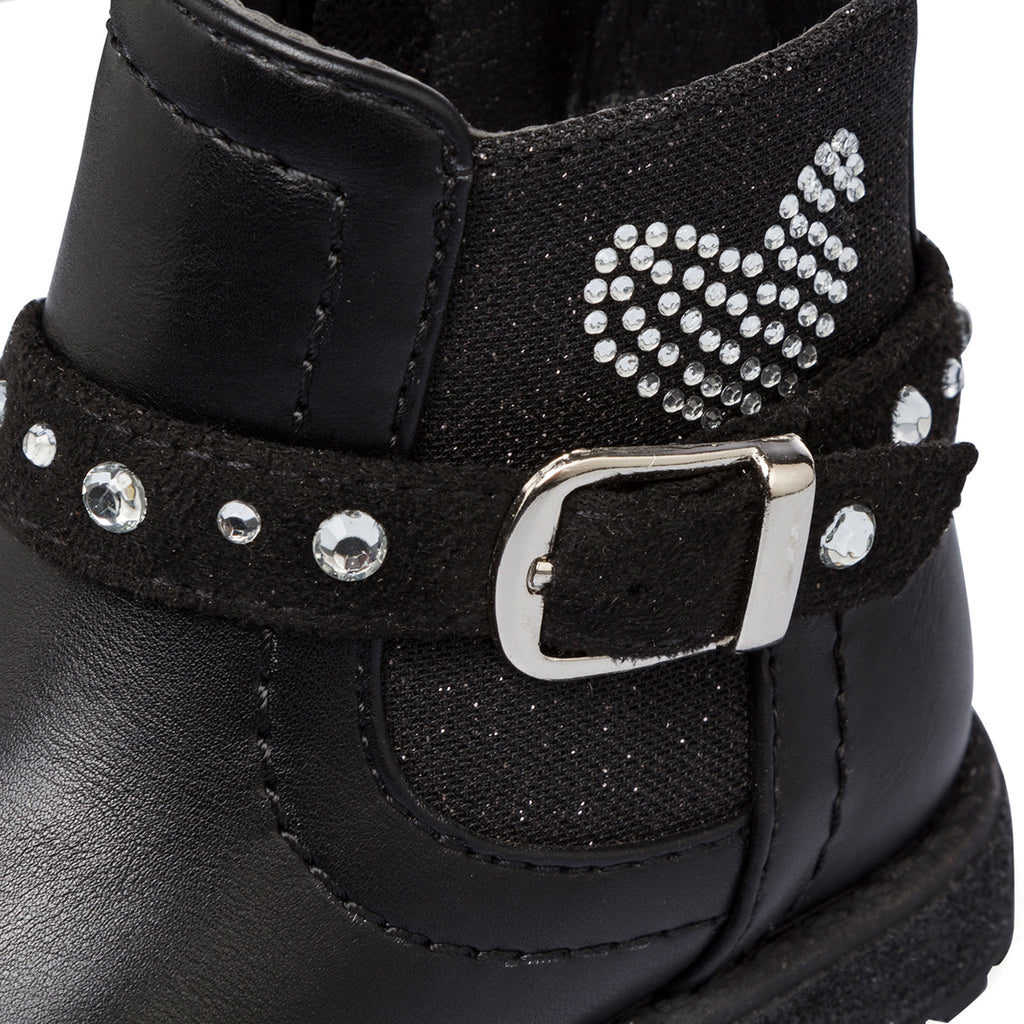 Stivaletti neri da bambina primi passi con strass Le Scarpe di Alice