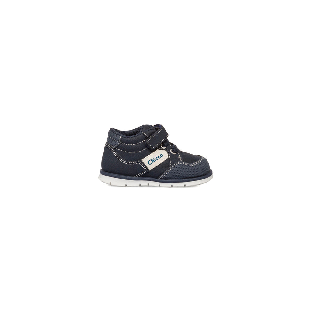 Scarponcini blu primi passi bambino con logo Chicco