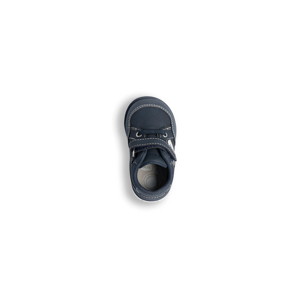 Scarponcini blu primi passi bambino con logo Chicco