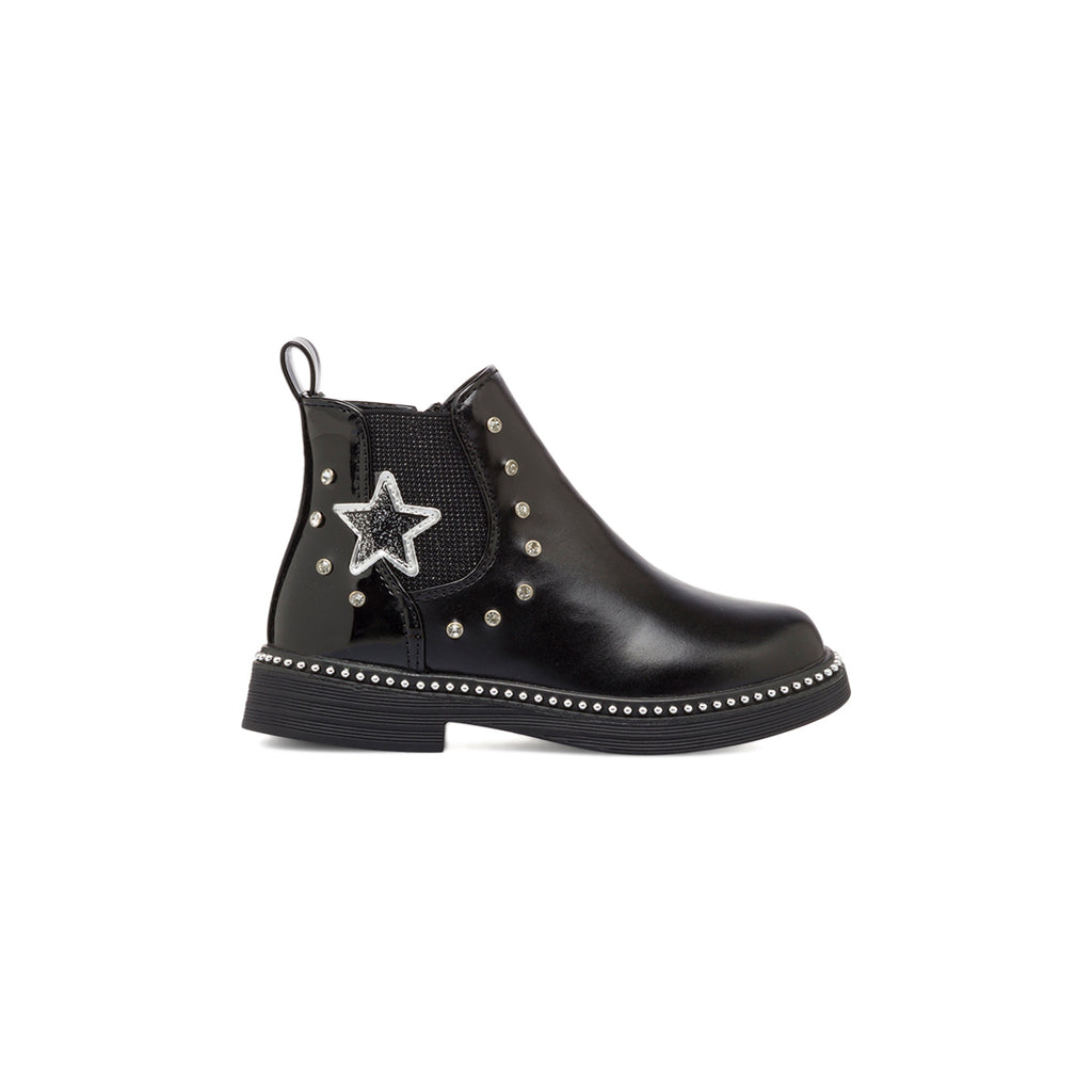 Anfibi neri da bambina con stellina Le scarpe di Alice