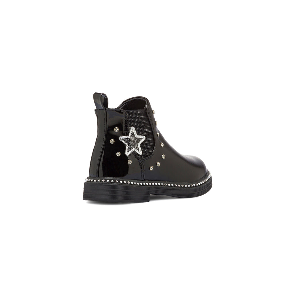 Anfibi neri da bambina con stellina Le scarpe di Alice